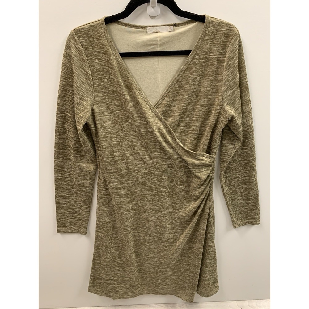 prAna Women's Nadia Long-Sleeve Dress Beige –‎ Size Large– Casual Stretch Knit